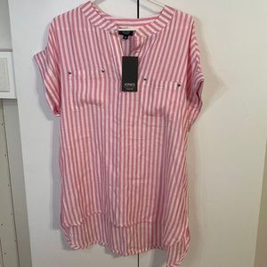 Jones New York Signature watermelon/white striped women’s top, SZ L